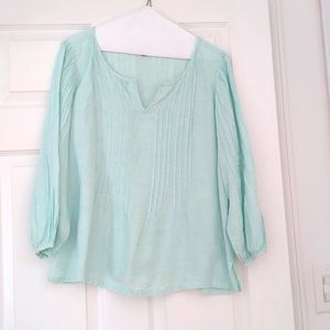 Talbot's aqua linen top medium petite